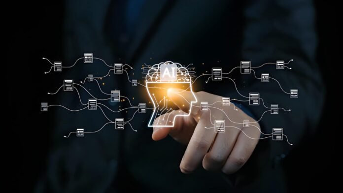 Artificial intelligence Illustration showing synthetic data powering next-generation artificial intelligence systems
