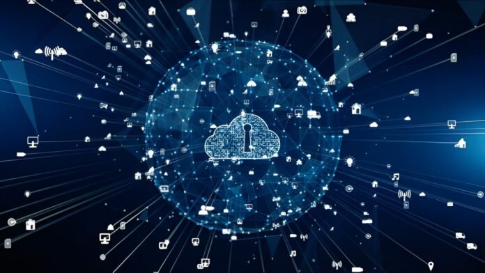 Data Sovereignty Illustration of secure cloud infrastructure and global data networks